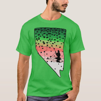 Regenboogforel Vlieg Vis Nevada State Map Vlieg Vl T-shirt