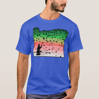 Regenboogforel Vlieg Vis Oregon State Map Vlieg Vl T-shirt