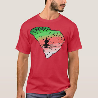 Regenboogforel Vlieg Vis Zuid-Polina State Kaart V T-shirt