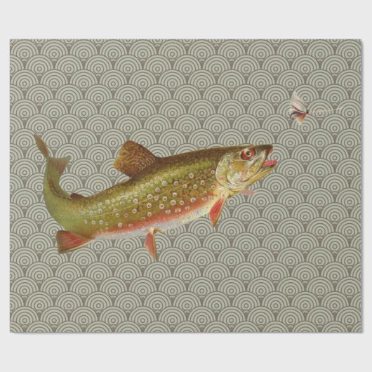  regenboogforel vliegen cadeaupapier (Vlak)