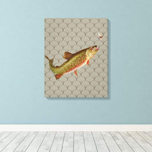  regenboogforel vliegen canvas afdruk (Insitu (Houten vloer))
