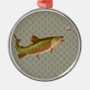 regenboogforel vliegen metalen ornament