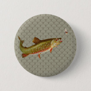regenboogforel vliegen ronde button 5,7 cm