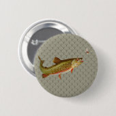  regenboogforel vliegen ronde button 5,7 cm (Voorkant /achterkant)