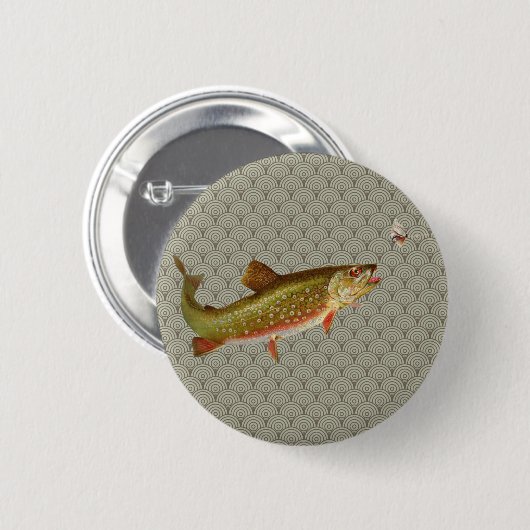  regenboogforel vliegen ronde button 5,7 cm (Voorkant /achterkant)