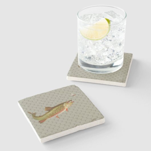  regenboogforel vliegen stenen onderzetter (Zijkant)