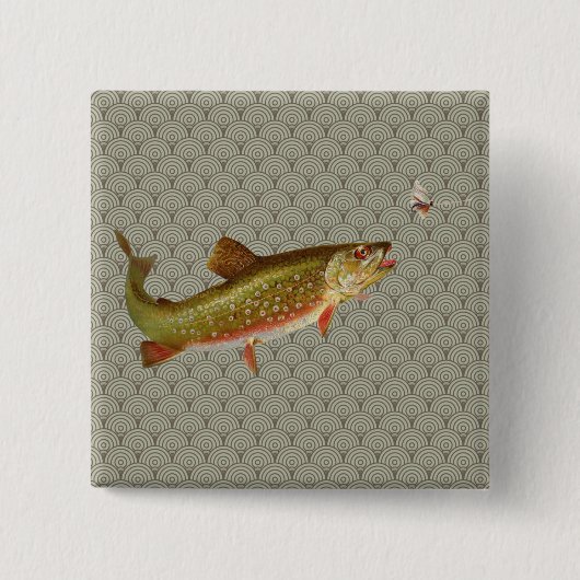  regenboogforel vliegen vierkante button 5,1 cm (Voorkant)