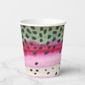 Regenboogforel vliegt elke dag weer op zee papieren bekers (Achterkant)