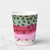 Regenboogforel vliegt elke dag weer op zee papieren bekers (Links)