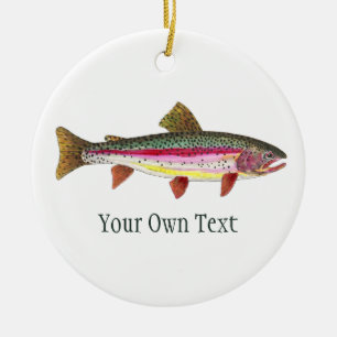 Regenboogforel voor de visserij met de drijvende b keramisch ornament
