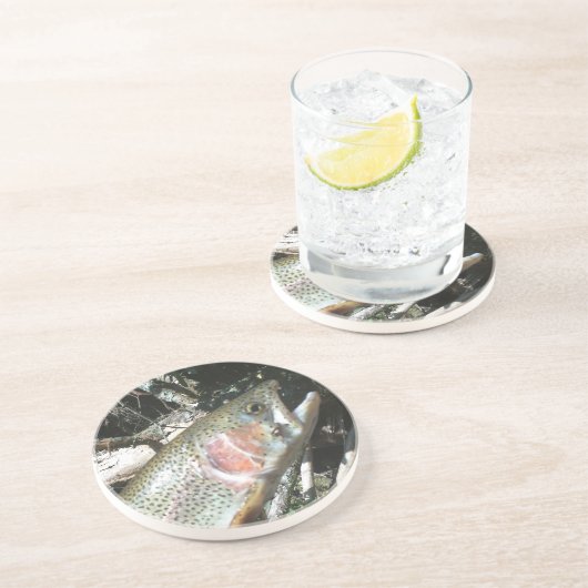 Regenboogforel Zandsteen Onderzetter (Zijkant)