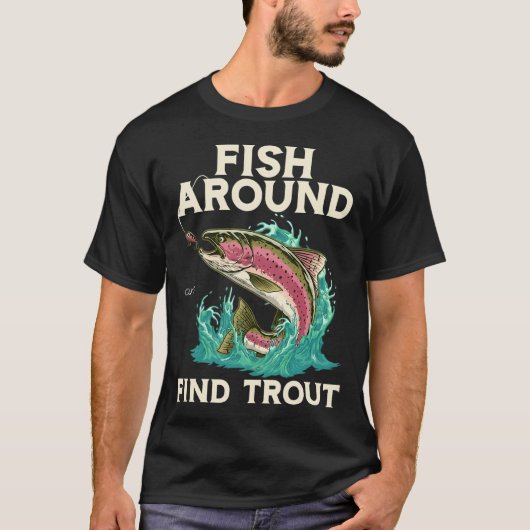 Regenboogforelvis T-shirt – Vis rond en (Voorkant)