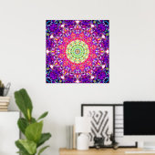 Regenboogfractals | Kaleidoscopisch Mandala Poster (Thuiskantoor)