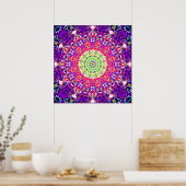 Regenboogfractals | Kaleidoscopisch Mandala Poster (Keuken)