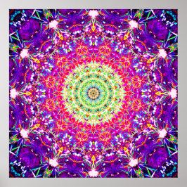 Regenboogfractals | Kaleidoscopisch Mandala Poster