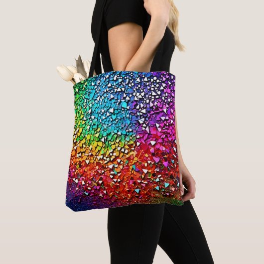 regenboogfragmentmozaïek tote bag (Dichtbij)