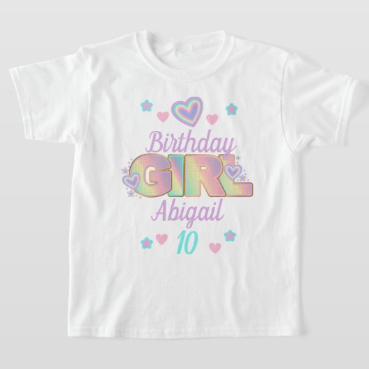 Regenbooggeboorthday Girl aangepaste leeftijd Irid T-shirt (Laagn)