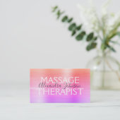 Regenbooggeborsteld metaal massageapist visitekaartje (Staand voorkant)