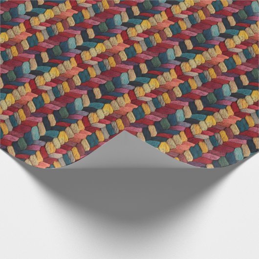 regenbooggebreide wol cadeaupapier (Hoek)