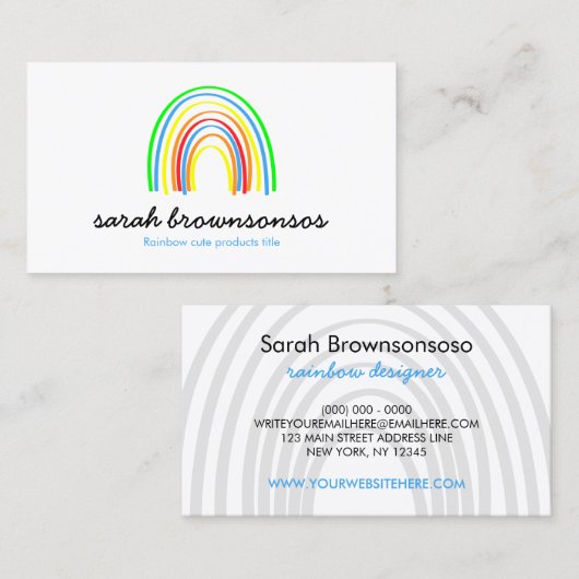 Regenbooggeel Blauw Oranje Kind Visitekaartje (Voorkant / Achterkant)