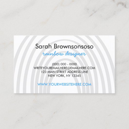 Regenbooggeel Blauw Oranje Kind Visitekaartje (Achterkant)