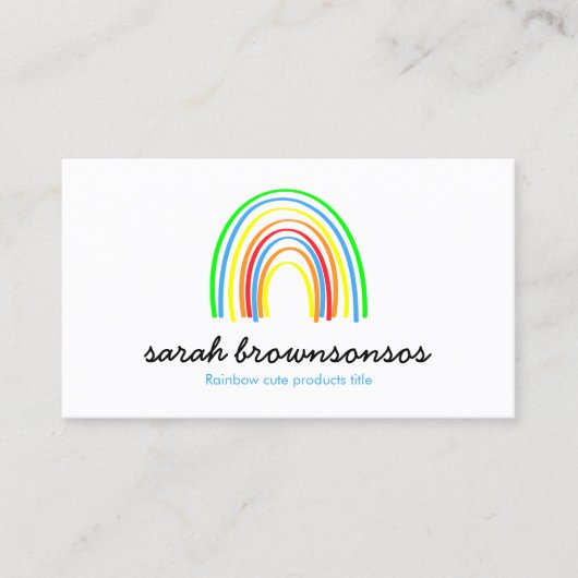 Regenbooggeel Blauw Oranje Kind Visitekaartje (Voorkant)