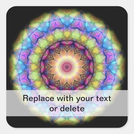 regenbooggekleurd glas vierkante sticker (Voorkant)