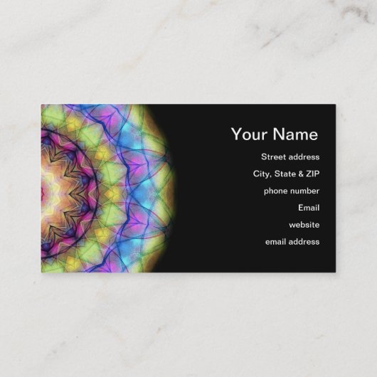 regenbooggekleurd glas visitekaartje (Achterkant)