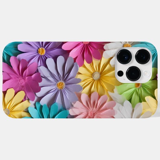 REGENBOOGGEKLEURDE 3-D PAPIEREN LOOK BLOEMBLAADJES Case-Mate iPhone CASE (Achterkant (horizontaal))