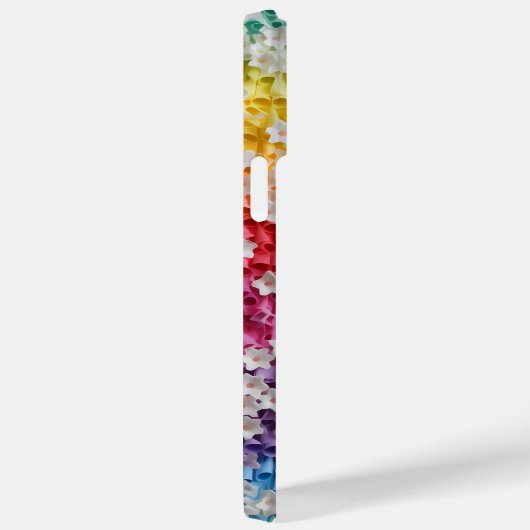 REGENBOOGGEKLEURDE 3-D PAPIEREN LOOK BLOEMBLAADJES Case-Mate iPhone CASE (Achterkant / Rechts)