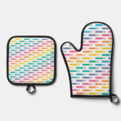 REGENBOOGGEKLEURDE GEOMETRISCHE PATRONEN OVENWANT & PANNENLAP SET (Voorkant)