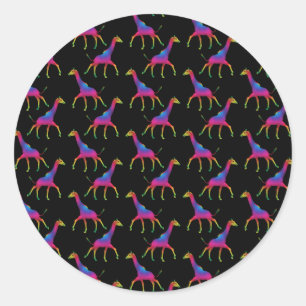 Regenbooggekleurde Giraffe Ronde Sticker