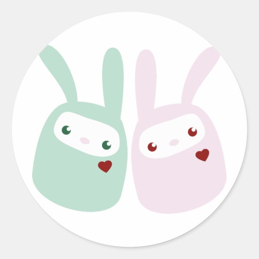Regenbooggekleurde reuzenbunnies ronde sticker (Voorkant)