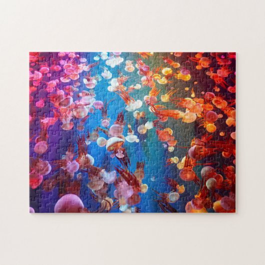 Regenbooggekleurde schelp van kwallen legpuzzel (Horizontaal)