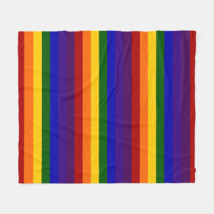 Regenbooggekleurde strepen fleece deken