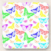 Regenbooggekleurde vlinders vliegen bier onderzetter (Voorkant)