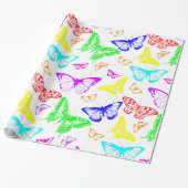 Regenbooggekleurde vlinders vliegen cadeaupapier (Uitgerold)