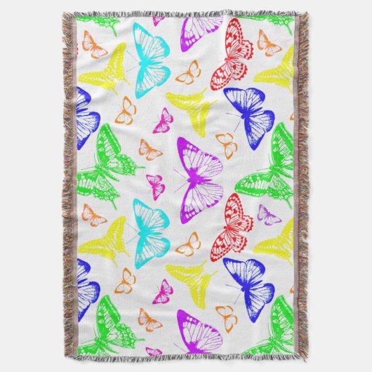 Regenbooggekleurde vlinders vliegen deken (Voorkant Verticaal)