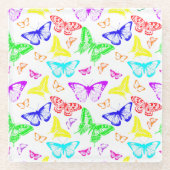 Regenbooggekleurde vlinders vliegen glazen onderzetter (Voorkant)