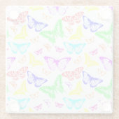 Regenbooggekleurde vlinders vliegen glazen onderzetter (Achterkant)