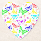 Regenbooggekleurde vlinders vliegen kartonnen onderzetters (Voorkant)