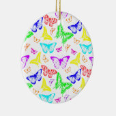 Regenbooggekleurde vlinders vliegen keramisch ornament (Rechts)