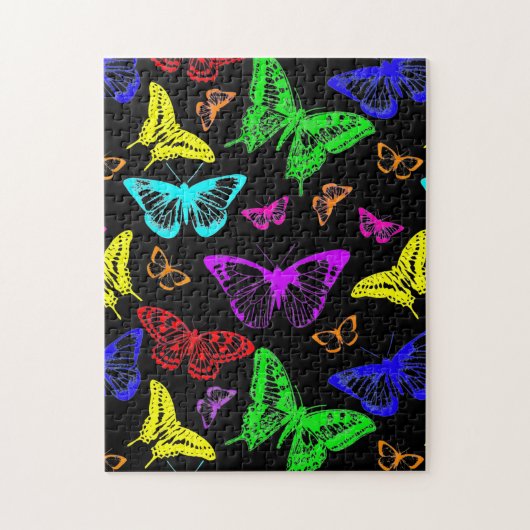Regenbooggekleurde vlinders vliegen legpuzzel (Verticaal)