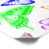 Regenbooggekleurde vlinders vliegen poster (Hoek)