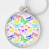 Regenbooggekleurde vlinders vliegen sleutelhanger (Voorkant)