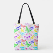 Regenbooggekleurde vlinders vliegen tote bag (Achterkant)