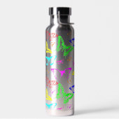 Regenbooggekleurde vlinders vliegen waterfles (Links)