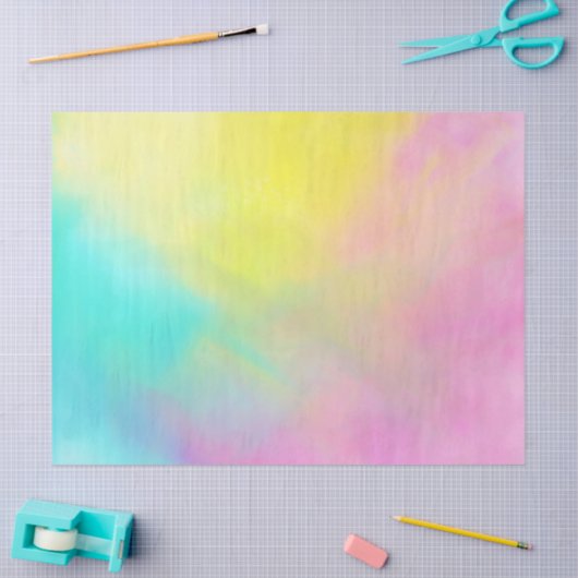 Regenbooggele blauwe roze waterverf achtergrond tissuepapier (Craft)