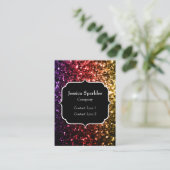 Regenbooggele rode paarse sparken met monogram visitekaartje (Staand voorkant)