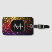 Regenbooggele rode paarse sparren Monogram Bagagelabel (Voorkant (horizontaal))